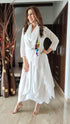 White Drape Dress with Scarf